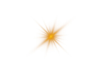 Sparkle light PNG with transparent background. Glowing Golden star, light rays, lens flare effect