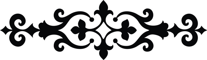 Elegant Black FleurdeLis Style Divider Element on White Background