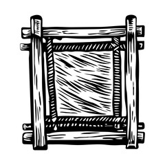 A vintage style illustration of loom frame