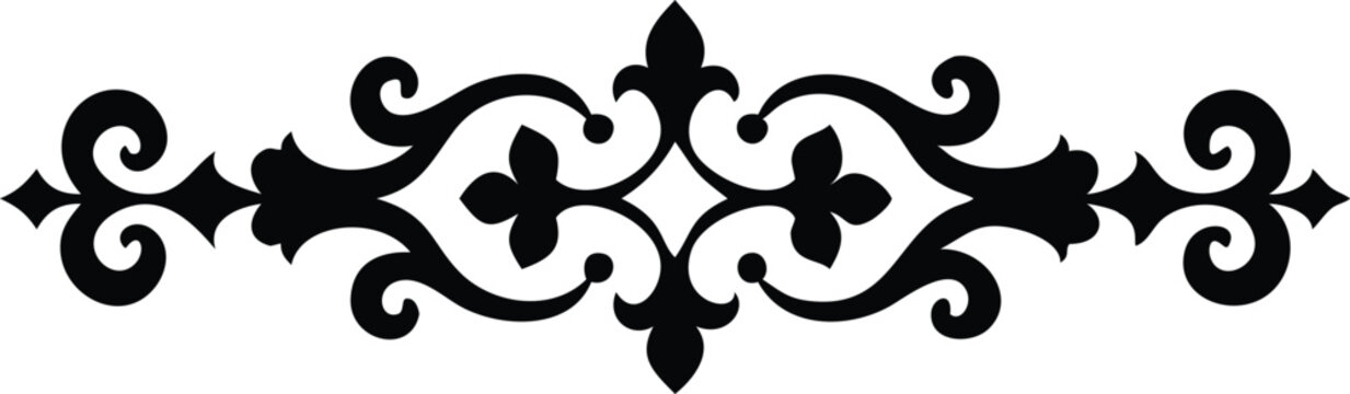 Elegant Black FleurdeLis Style Divider Element on White Background