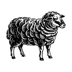 A glyph style illustration of sheep