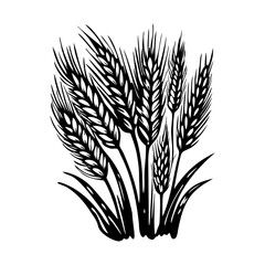 A vintage style illustration of wheat field