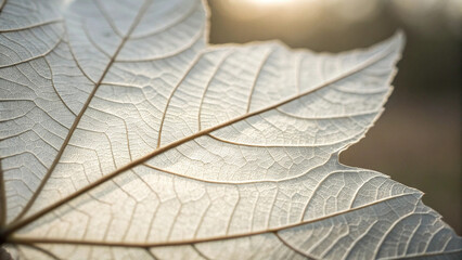 Obraz premium Close up of a leaf showing veins and texture illuminated by sunlight