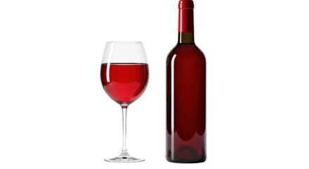 Isolated Red Wine Bottle and Glass