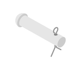 Pin with cotter pin isolated sign. Rigging connection