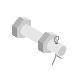 Pin with cotter pin isolated sign. Rigging connection