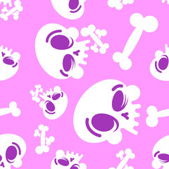 Winking Skull pattern seamless. Funny Skeleton Head background. Ornament of kids fabric