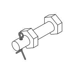 Pin with cotter pin isolated sign. Rigging connection
