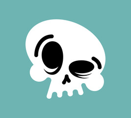 Winking Skull isolated. Funny Skeleton Head