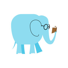 Elephant reading book. Reading elephant.