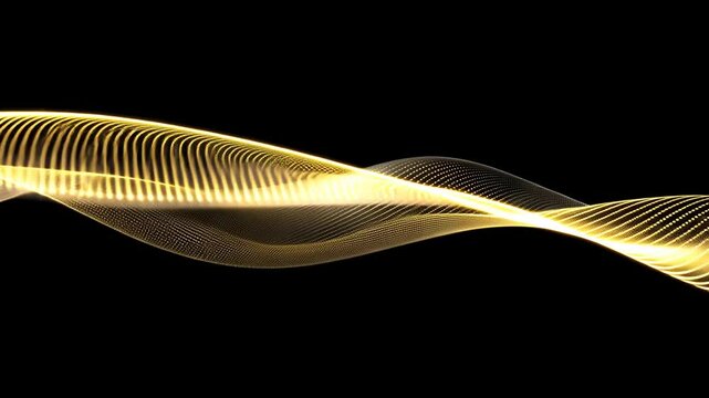 Abstract gold wave design on black background