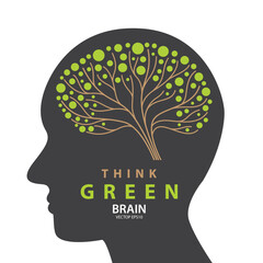 Brain tree design. Think green. vector illustration.