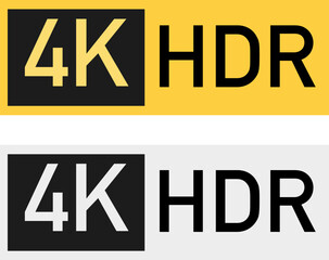 4K HDR Ultra High Definition Label Icon – Yellow and Grey Color Variations
