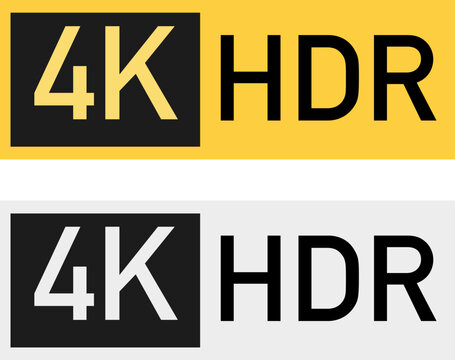 4K HDR Ultra High Definition Label Icon &ndash; Yellow and Grey Color Variations