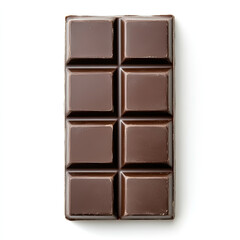 Fototapeta premium Rich dark chocolate bar top view isolated on white background