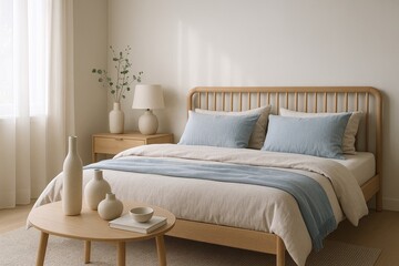 Cozy contemporary bedroom with a relaxing atmosphere and soft hues
