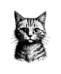 Obraz premium Detailed vector illustration of a cat's head and upper chest with textured fur and expressive facial features