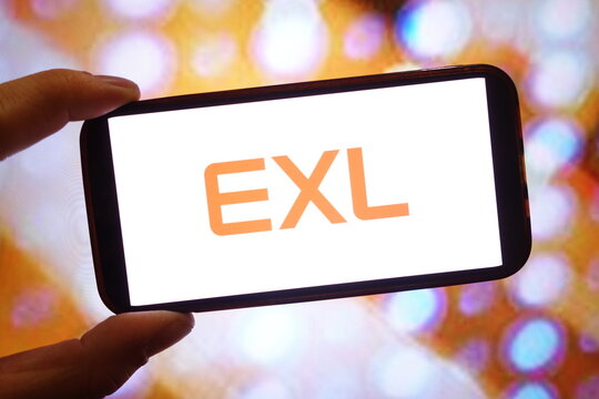 Konskie, Poland - February 25, 2025: EXL Service company logo displayed on mobile phone
