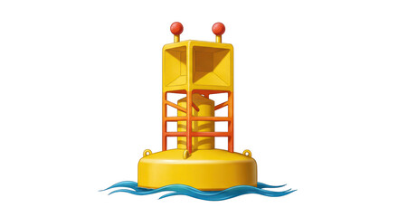 Isolated Yellow Buoy in Water