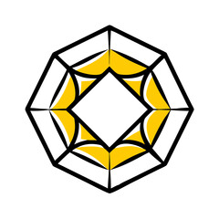 Golden 3D cubes with abstract star symbol design, bright element for web banner illustration
