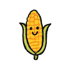  cheerful corn smiling brightly isolated on white background