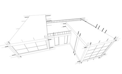 architectural drawing 3d vector illustration
