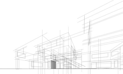 architectural drawing 3d vector illustration