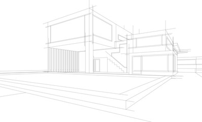 architectural drawing 3d vector illustration