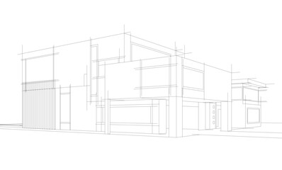 architectural drawing 3d vector illustration