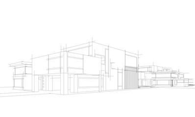 architectural drawing 3d vector illustration