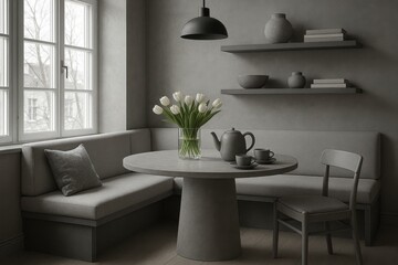 Modern Gray Reading Nook with Natural Light