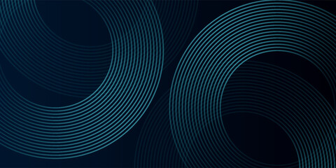 Blue abstract background with glowing circles. Swirl circular lines pattern. Geometric spiral. Twirl element. Modern graphic design. Futuristic