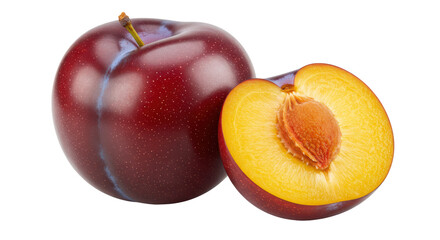 Isolated Plum Halved