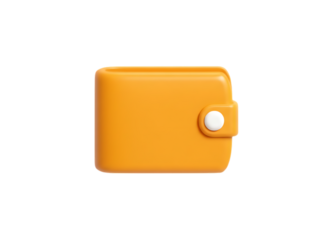 Orange cartoon wallet 3d render isolated on white background