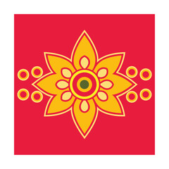 Geometric Flower Design on Red Background Illustration