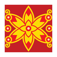 Red and Yellow Floral Geometric Design