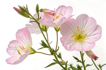 Obraz premium evening primrose pink flowers isolated