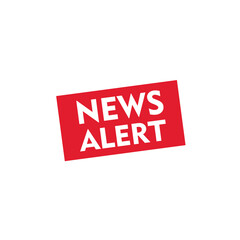 Red news alert icon for graphics and media use.