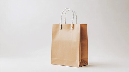 a brown and white paper shopping bag mockup