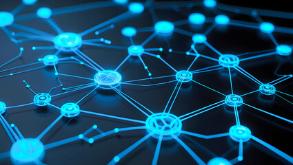 Concept illustration of internet network connection and social media with shining plexus line style. AI-Generated