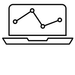 Line graph on computer monitor icon symbolizing data analysis and growth trends