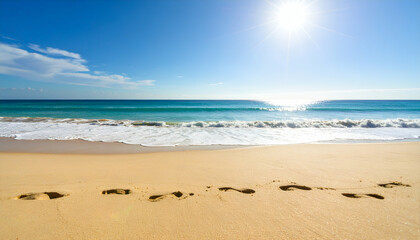 Radiant Beach Scene Sun-Kissed Sands, Azure Waters, and Endless Horizon