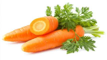 fresh carrots isolated on white background
