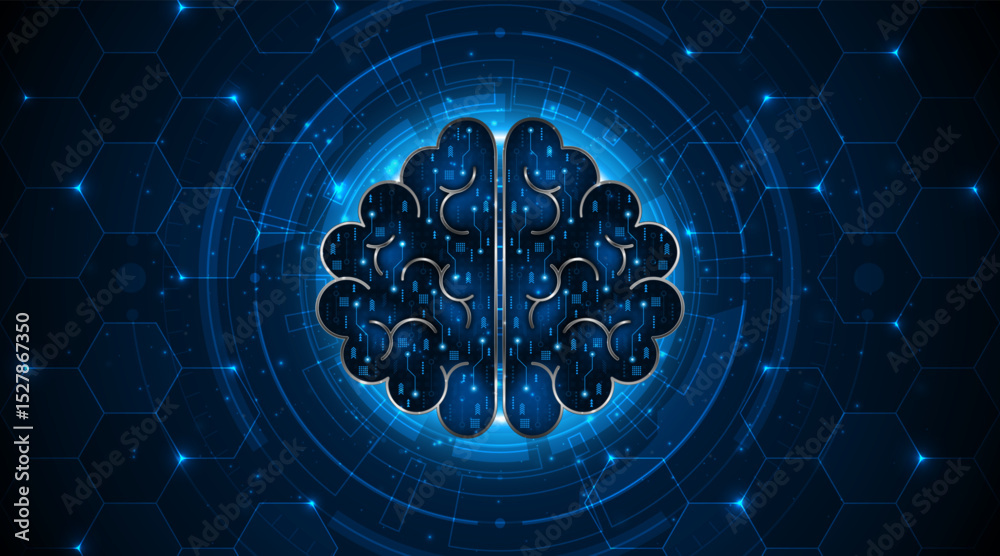 Aufkleber Circuit board of computer neural network or electronic artificial intelligence. Brain circuit technology. modern technology innovation concept background	