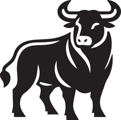 Minimalist Black and White Bull Vector Illustration