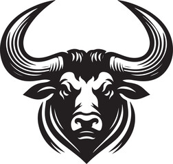 Minimalist Black and White Bull Vector Illustration