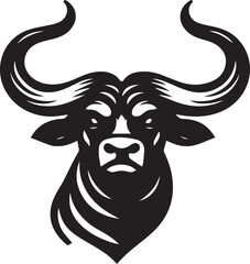 Minimalist Black and White Bull Vector Illustration