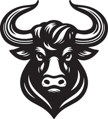 Minimalist Black and White Bull Vector Illustration