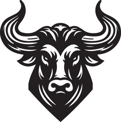 Minimalist Black and White Bull Vector Illustration