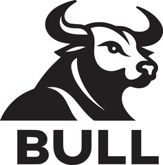 Minimalist Black and White Bull Vector Illustration
